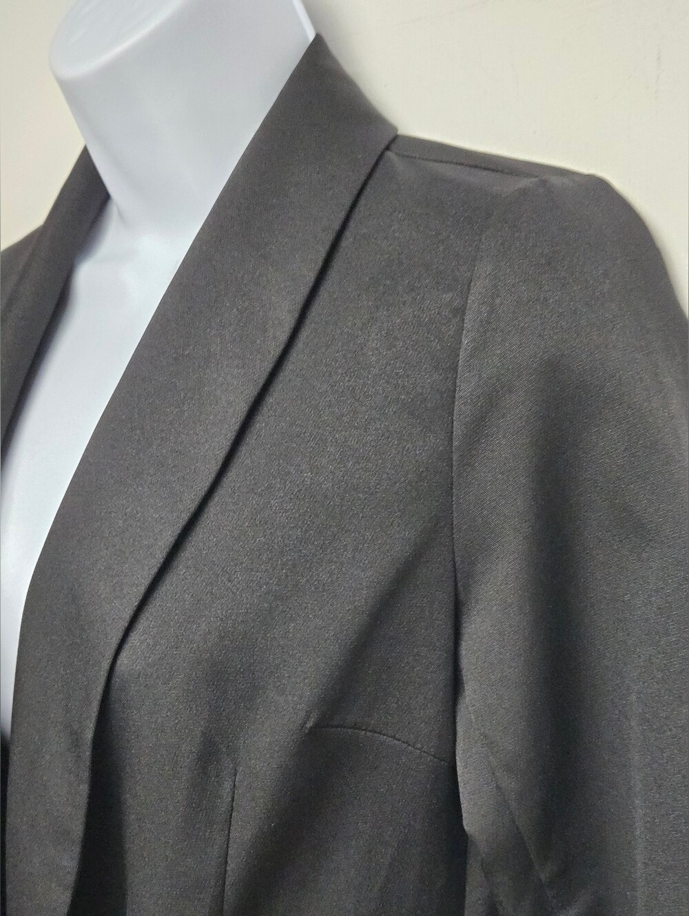 Pretty Little Thing 0 Black Business Suit Jacket Blazer Lapel Asymmetrical - Picture 2 of 6
